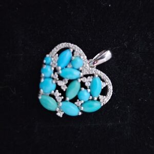 Silver Heart Ring with Sleeping Beauty Turquoise Stones